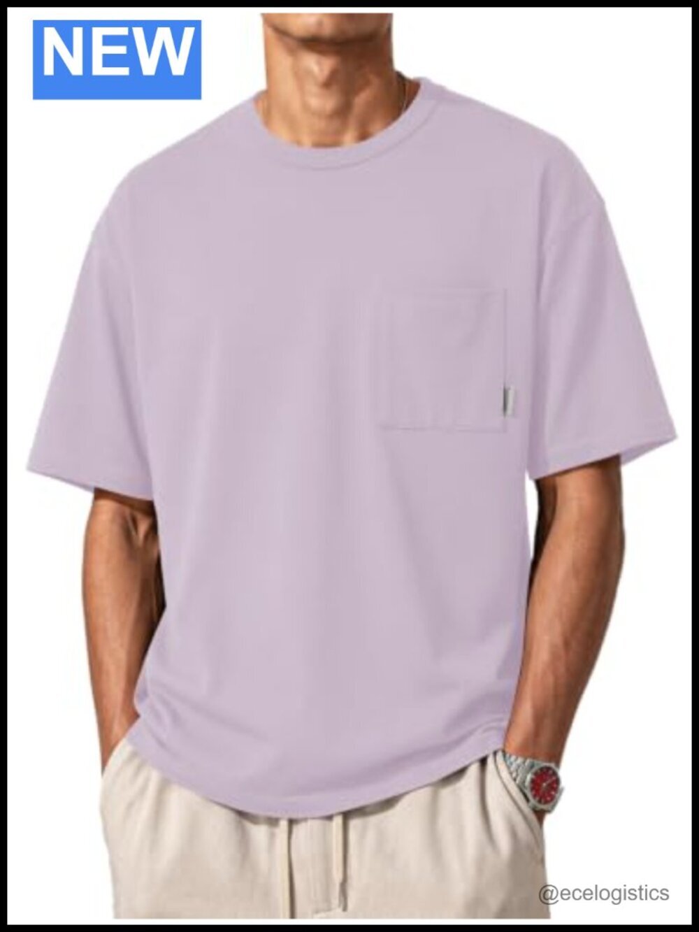 Men's Oversized Pocket T-Shirt Heavyweight Cotton Short Sleeve Crewneck Tee